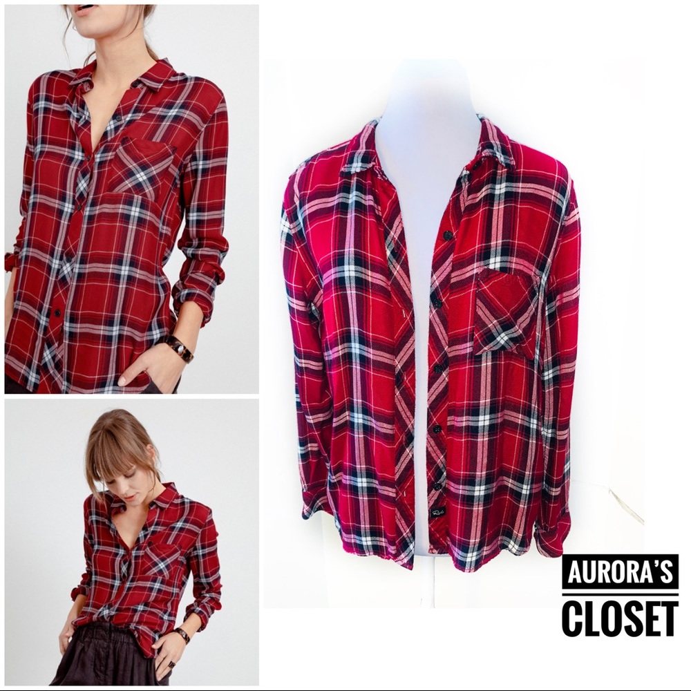 Rails S Red Plaid Flannel Top Hunter Crimson